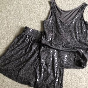 Sequined tank top and skirt